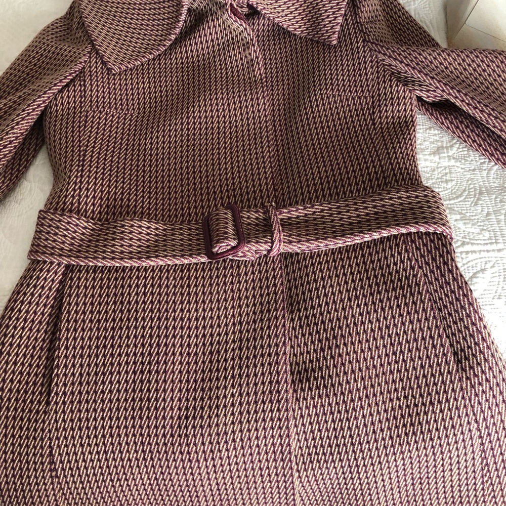 Reiss Burgundy and Cream Pea Coat